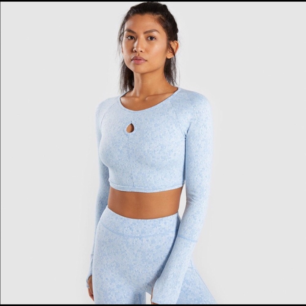 Gymshark Fleur Texture Long Sleeve Crop Top